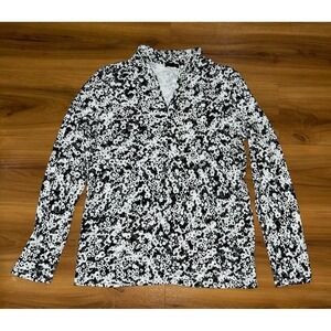 Womens Talbots Floral V-Neck Long Sleeve Top Shirt